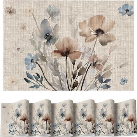 Platzset für den Frühling (6 teilig), abwaschbare Platzsets aus gewebtem PVC, für Partys, als Dekoration für Küche und Esszimmer, 30 x 45 cm. (1/5)