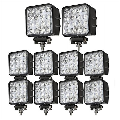 Rampe de Phare de Travail LED 10x48w 12v 24v, 46mm d'épaisseur Carré Projecteurs Lumière Feux Antibrouillard LED 6000k pour Offroad Voiture camions SUV ATV 4x4 Tracteur Bateau (1/5)