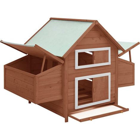 Maison Exclusive - Pollaio Moka e Bianco 150x96x110 cm Legno Massello di Abete (1/5)