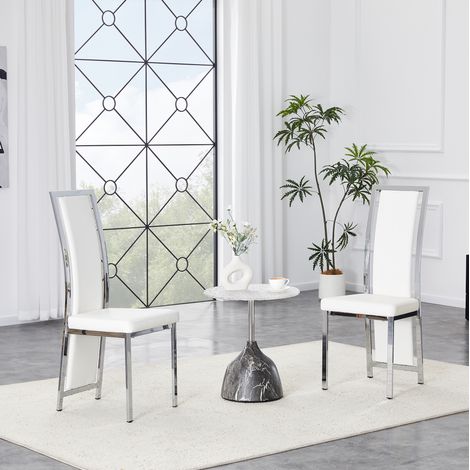 Set di 2 sedie da pranzo 44x42,7x109 cm in PU bianco e metallo argento – MEUBLIV (1/5)