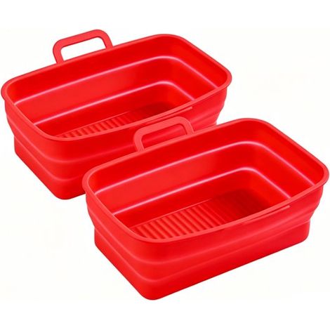 Teglia rettangolare in 2 pezzi per friggitrice ad aria. Teglia pieghevole, inserto per friggitrice ad aria, teglia in silicone, 19,5 x 13,8 x 2,4 cm (1/5)