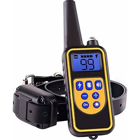Hundeerziehungshalsband mit 99 Vibrationsstufen, Elektroschock- und Tonmodi, wiederaufladbar und IP67 wasserdicht mit einer Reichweite von 800 m. (1/5)