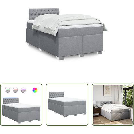 vidaXL Surmatelas - Sommier à lattes de lit et matelas gris clair 120x190 cm tissu (1/5)