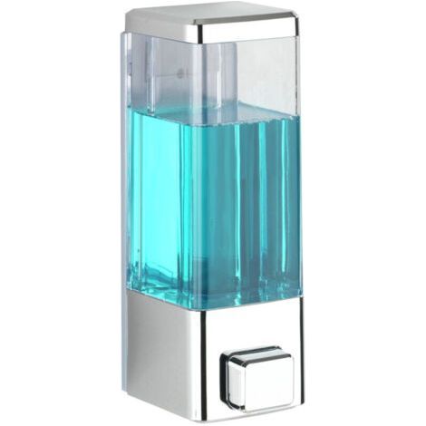 FENOPLASTICADistributeur de savon chromé 320 ml mural en plastique automatique design moderne pour salle de bain distributeur de désinfectant et savon transparent sans perçage et facile à nettoyer (1/5)