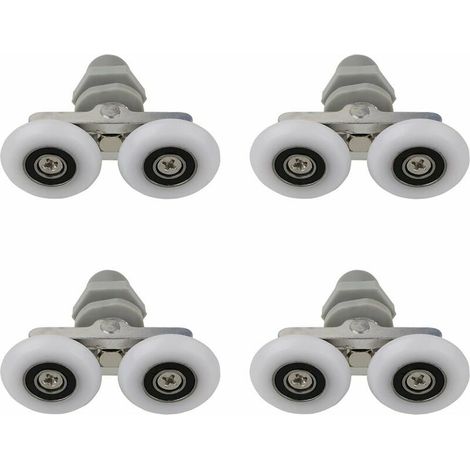 4 PCS 25mm Roulettes Doubles pour Porte de Douche Roulettes pour Porte de Douche Roulettes Coulissantes Porte Salle de Bain Douche Rouleau de Douche de Rechange,Pièces de rechange pour salle de ba (1/4)