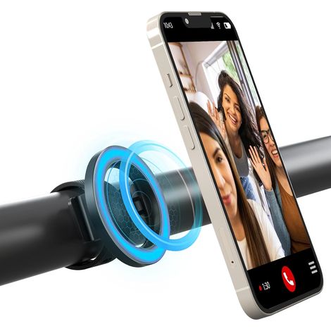 Support de téléphone, guidon magnétique puissant de 17 x 54 cm avec sangle réglable, idéal pour les voiturettes de courses et de golf, les tapis de course, support mains libres universel (compatible i (1/5)