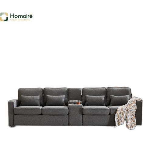 Canapé en tissu gris avec port USB et accoudoirs 290 x 83 x 88 cm HOMAIRE (1/5)