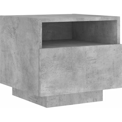 Mesita de noche con luces LED y cajón 40 x 39 x 37 cm madera de ingeniería gris DEC033190 (1/5)