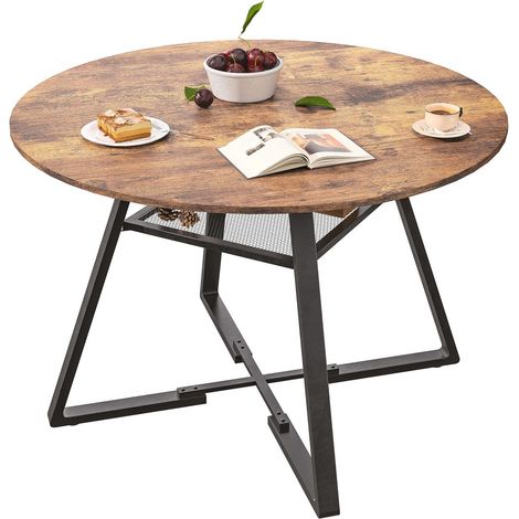 Table à Manger forme ronde Table Repas 4 pièces MDF et fer (1/5)