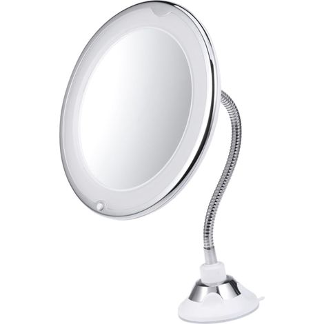 Miroir Grossissant LED avec Ventouse Miroir Maquillage Portable à Tube Flexible Ajustable pour Salle de Bain et Voyage sans Pile (1/5)
