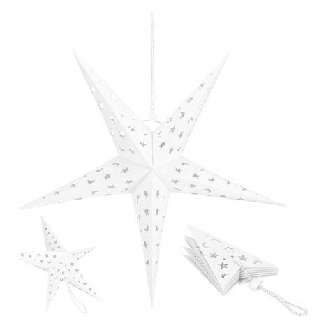 Stella di Natale di carta 3D, decorazione natalizia per l'albero di Natale, bianca, 25 cm.