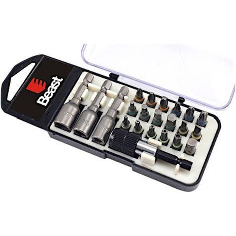 Jeu d'Embouts S2 Acier 18 Embouts - Couleur - 3 Écrous - Adaptateur - Outils Pratiques et Polyvalents - Beast