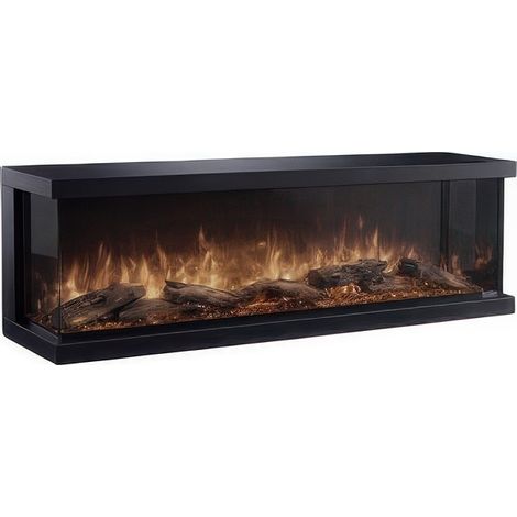 Camino Elettrico Trifacciale Modulare 160 x 29,8 x h 50,6 cm 1600 W con Fiamma LED