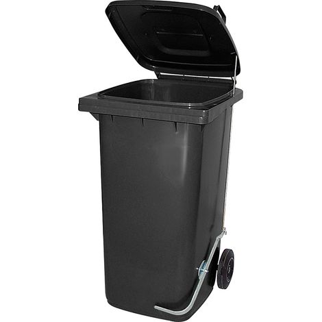 BRB Müllbehälter, Inhalt 80 Liter, HxBxT 930x445x520 mm, grau, mit Fußpedal zur Deckelöffnung…