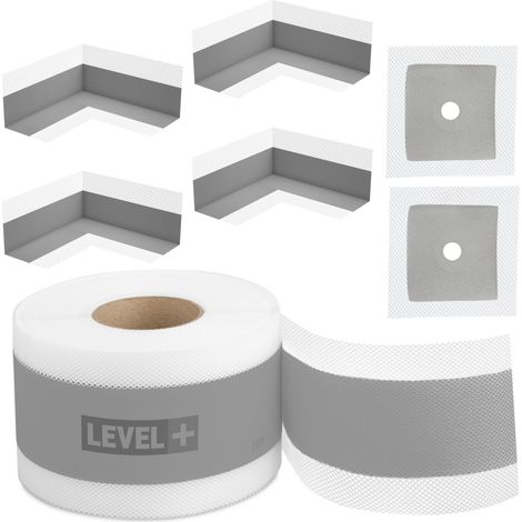 LEVEL+ Bandset Dusche Balkon Dichtband Dichtbahn Duschelement Ecken Profi SET G1 (1/4)