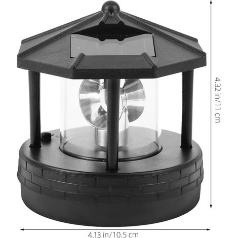 Phare Solaire Rotatif à LED pour Jardin Extérieur Éclairage Complet, Panneau Solaire 2v 25ma, Batterie Rechargeable 600mah, Design Élégant en Abs et Fer, Étanche Ip65 [Classe énergétique A]