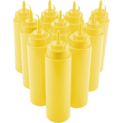 10 pièces lot distributeur de condiment plastique 720ml pour sauce huile crème vinaigre jaune (1/5)