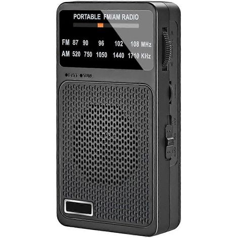 Tragbares AM/FM-Radio, Taschenradio mit Lautsprecher und Kopfhöreranschluss, Mini-Transistorradio mit rückseitigem Clip für Senioren (schwarz) (1/5)