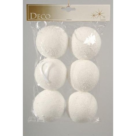 Kaemingk Schneebälle mit Hänger Ø 8 cm - 6 Stück Deko Weihnachten