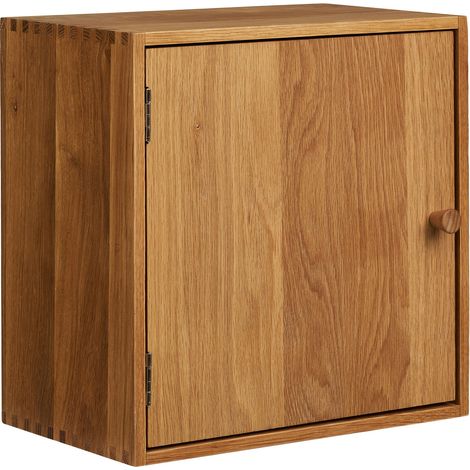 Mensola da parete con sportello Townsville in rovere massiccio 30x18x30 cm