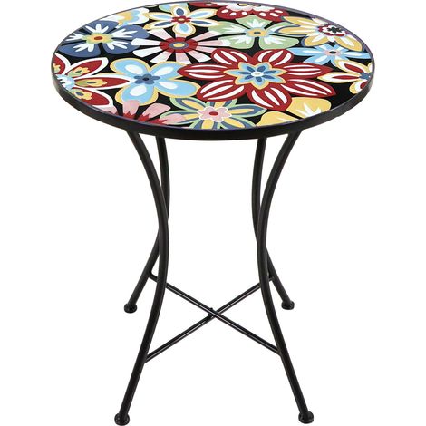 Axi Amélie Table Bistrot, Mosaique, Fiesta Flower  Table D'Appoint Bistrot Pour L'Extérieur, Pour Jardin/Balcon/Terrasse - 60 X 60 X 75 Cm