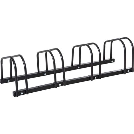 Râtelier 4 vélos range-vélos support de rangement pneu 65 mm sol ou mural pour VTT enfants BMX 110 x 33 x 27 cm acier noir (1/5)