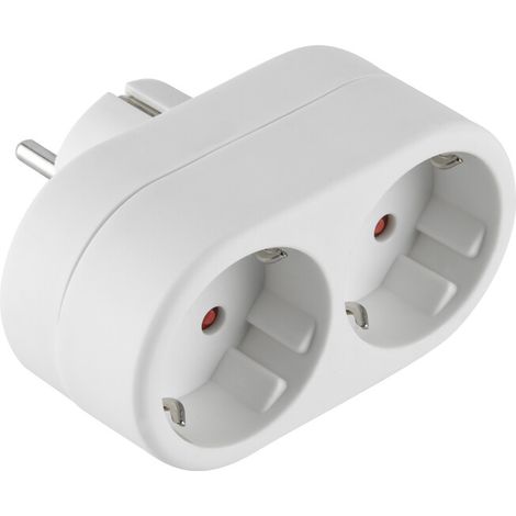 ADATTATORE SPINA SCHUKO A 2 PRESA SCHUKO FRONTALI- 1,0 pz