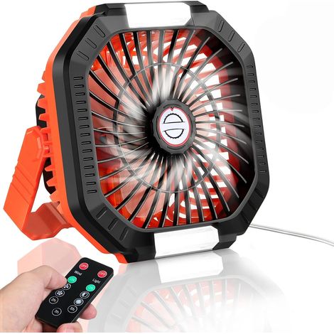 Ventilador de camping, ventilador USB silencioso con luz, 4 velocidades, 3 ajustes de temporizador para camping y viajes. (1/5)
