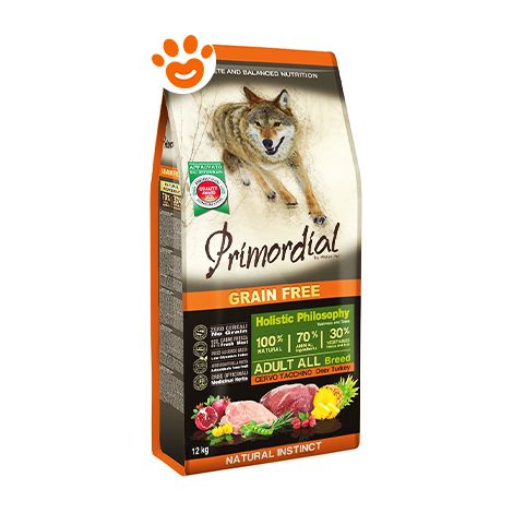 Primordial Dog Grain Free Adult Cervo e Tacchino - Sacco 12 Kg - Cibo Secco Cani