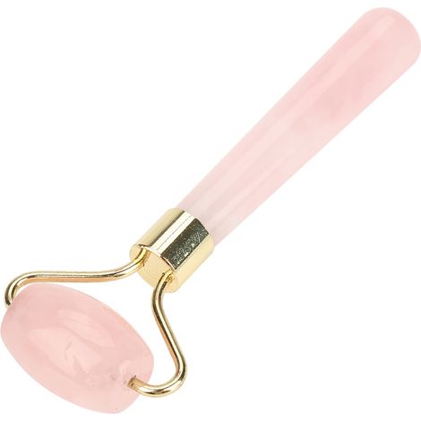 Herramienta de masaje facial de cuarzo rosa: reduce la hinchazón de los ojos y favorece la circulación sanguínea. Cuenta con rodillos de doble cabezal de diseño ergonómico, adecuados para el sistema l