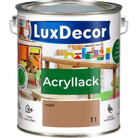 LUXDECOR Acryllack Holzfarbe Metall und Holz Lack Buntlack Matt (11) Caffe latte - 2,2L
