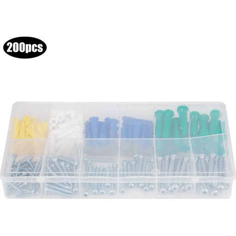 Vis Autotaraudeuse Et Cheville En Plastique - Kit De Fixation Pour Béton Et Brique - Usage Domestique Et Industriel - 200 Pièces (1/5)