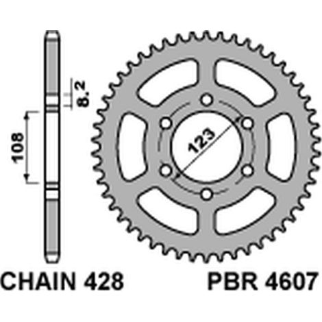 Couronne arrière PBR 4607 49 Derbi Gpr 125 4T en acier durable et robuste