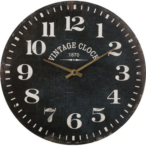 Wanduhr aus Holz mit römischen Ziffern, Old Style Uhr, weiß, Durchmesser 38 cm - Atmosphera (1/2)
