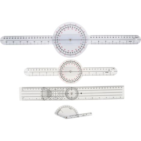 Lot de 4 goniomètres médicaux transparents rotatifs, règle d'angle orthopédique pour usage familial. (1/5)