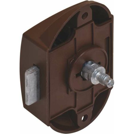 – Serrure à pêne dormant en applique marron – Verrou push lock axe 25mm – Pour portes et meubles – Installation facile avec vis (1/4)