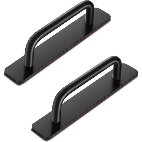 Ahlsen MANIJAS PARA CAJONES AUTOADHESIVAS INSTANTÁNEAS: 2 manijas para cajones de aleación de aluminio con manija de puerta autoadhesiva para gabinetes de cocina, cajones, ventanas, gabinetes corrediz (1/5)