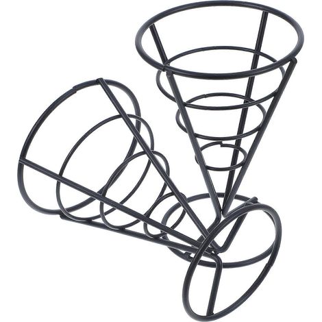 Présentoirs à cornets pour fritures, parfaits pour les anniversaires et les mariages. Design noir, idéal pour 8 pièces. (1/5)