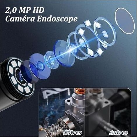 Camera Endoscopique D'inspection 1920P HD Serpent, Caméra de Type C avec 8 lumières LED, Pas WiFi Inspection Canalisation pour Smartphone Android et iOS, iPad (16,5 FT/5M) - (1/5)