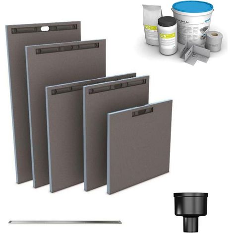 Wedi – Receveur de douche à carreler 160 x 100 cm – Extra-plat avec pente préformée – Bonde verticale incluse – Installation facile et étanchéité garantie