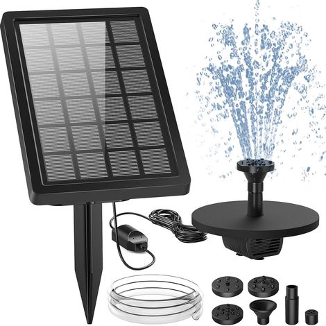 Pompe Solaire Bassin Exterieur 5W Fontaine Solaire Exterieure de Jardin avec 1 m Tube et 4 Modes de Jet Pompe à Eau Solaire DIY Pompe Bassin Solaire pour Bain d'oiseaux,Étang,Jardin (1/5)