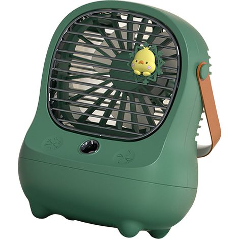 Sprühventilator für den Schreibtisch, Windmühlenstil, Mini-USB-wiederaufladbarer Ventilator, grün. (1/5)