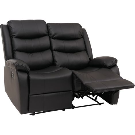 [NEUWERTIG] 2er Kinosessel HHG-422, Relaxsessel Fernsehsessel mit Armlehne, Liegefunktion Kunstleder schwarz