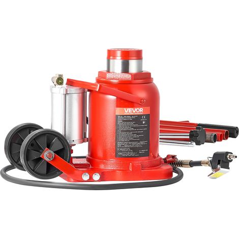 VEVOR Gato Neumático, Capacidad de Elevación 50 T, Rango de Elevación 265 a 410 mm, con Bomba para SUV, Camionetas, Autocaravanas, Reparación de Automóviles, Rojo, 395 x 230 x 265 mm, 0,9–1,2 MPa
