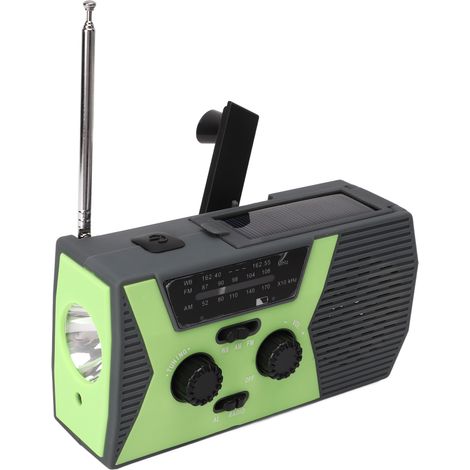 2-Watt-Solarradio für Notfälle, Handkurbel, wasserdicht (IPX3), USB-Ladeanschluss (2,7–4,2 V), tragbar für Camping und Van (1/5)