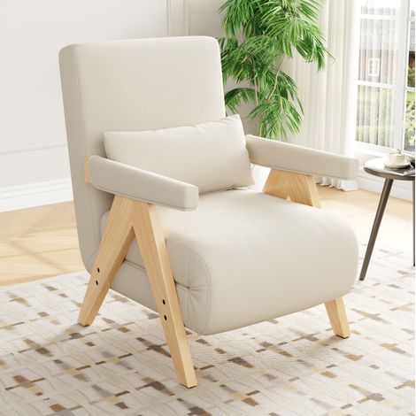 Sillón modular 64x60x87 cm de tejido beige, 3 en 1 para salón u oficina FloraGrace (1/5)