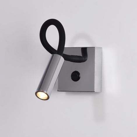 Barcelona Led – Liseuse LED Hale 3W – Aluminium chromé – Lumière blanc chaud 2800K – Angle d’ouverture 30° – Installation facile avec bras flexible