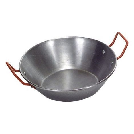 Polierte Eisenpfanne mit Griffen 50 cm.