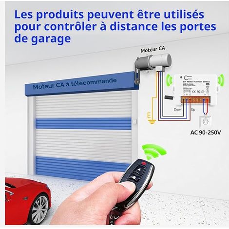 Interrupteur de Télécommande de Volet Roulant sans Fil Contrôleur de Récepteur Relais CA 90V 250V 3A émetteurs Moteur de Commande Radio avancer et reculer (1/4)