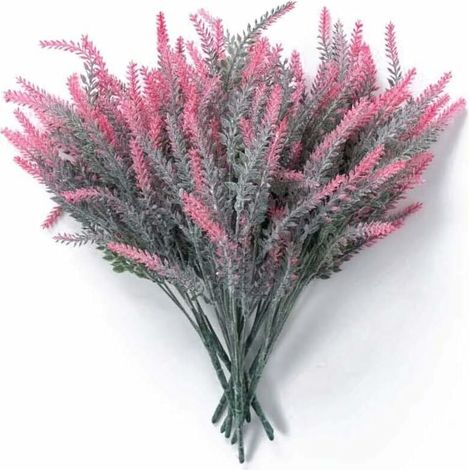 Artificial Flocking Lavender, Wedding Party Home Decoration, Simulation Indoor Outside Garden Potted Plastic Flower Plant, Rural Style Artificial Flowers 4 pcs (Red) (1/4)